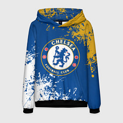 Толстовка-худи мужская ЧЕЛСИ, БРЫЗГИ КРАСОК, цвет: 3D-черный