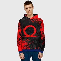 Толстовка-худи мужская GOD OF WAR LOGO RED, БРЫЗГИ КРАСОК, цвет: 3D-синий — фото 2