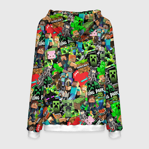 Мужская толстовка МАЙНКРАФТ ВСЕ ГЕРОИ И ПРЕДМЕТЫ / 3D-Белый – фото 2