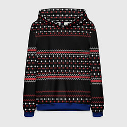 Толстовка-худи мужская НОВОГОДНИЙ ПАТТЕРН SWEATER, цвет: 3D-синий