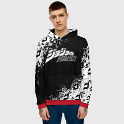 Толстовка-худи мужская JOJOS BIZARRE ADVENTURE БРЫЗГИ КРАСОК СИМВОЛЫ, цвет: 3D-красный — фото 2