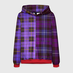 Толстовка-худи мужская Purple Checkered, цвет: 3D-красный