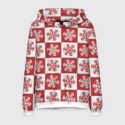 Толстовка-худи мужская Шахматные Снежинки, цвет: 3D-белый