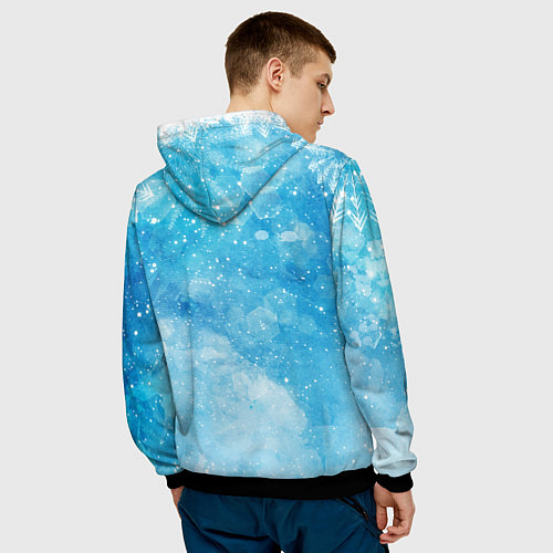 Мужская толстовка GENSHIN IMPACT НОВОГОДНИЙ, ЛЮМИН / 3D-Черный – фото 4