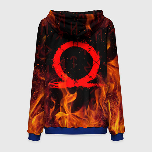 Мужская толстовка GOD OF WAR РАГНАРЁК, КРАТОС В ОГНЕ / 3D-Синий – фото 2