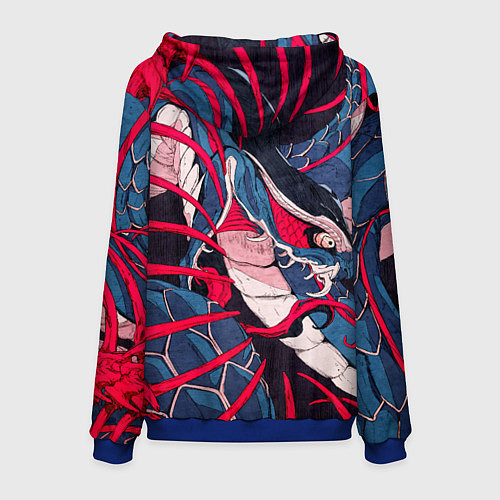 Мужская толстовка Самурай Якудза, змей, скелет / 3D-Синий – фото 2