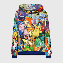 Толстовка-худи мужская АНИМЕ, ПОКЕМОНЫ ВСЕ ПЕРСОНАЖИ POKEMON, цвет: 3D-синий