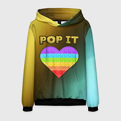 Толстовка-худи мужская Pop It - Heart - Abstraction, цвет: 3D-черный