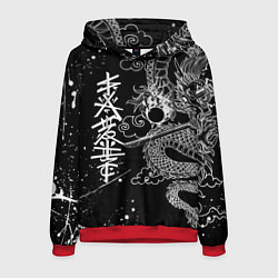 Толстовка-худи мужская БЕЛЫЙ ДРАКОН ЯПОНИЯ WHITE DRAGON, цвет: 3D-красный