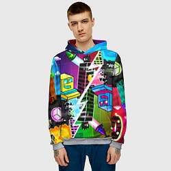 Толстовка-худи мужская Geometry Dash: Parallel Worlds, цвет: 3D-меланж — фото 2