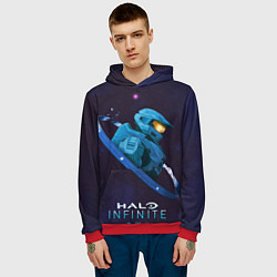Толстовка-худи мужская Halo Infinite Силуэт мастера Чифа, цвет: 3D-красный — фото 2