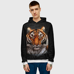 Толстовка-худи мужская Реалистичный тигр Realistic Tiger, цвет: 3D-белый — фото 2