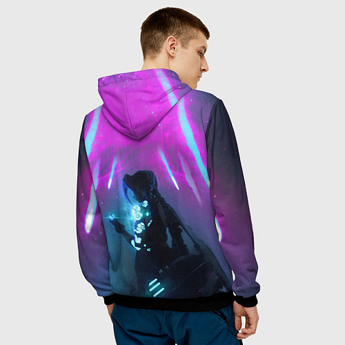 Мужская толстовка LEAGUE OF LEGENDS, ДЖИНКС / 3D-Черный – фото 4