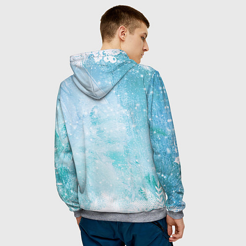 Мужская толстовка Санта и олени / 3D-Меланж – фото 4