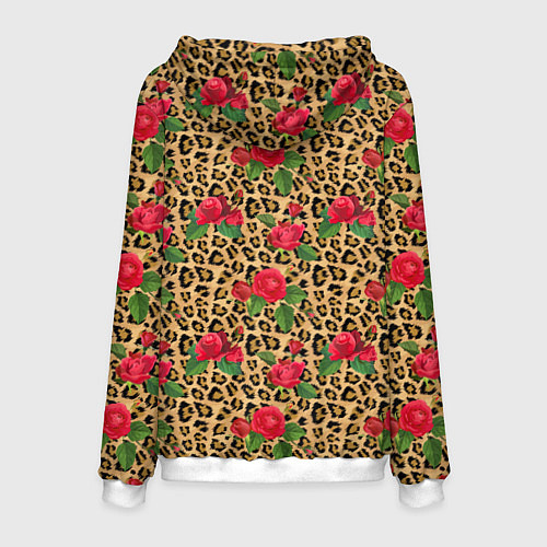 Мужская толстовка Шкура Леопарда в Цветах / 3D-Белый – фото 2