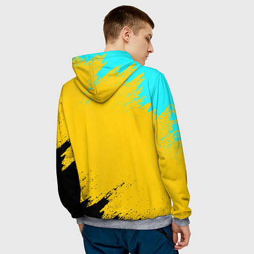 Мужская толстовка GEOMETRY DASH SMILE БРЫЗГИ КРАСОК / 3D-Меланж – фото 4