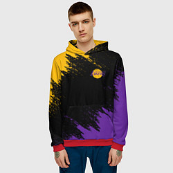Толстовка-худи мужская LAKERS БРЫЗГИ КРАСОК, цвет: 3D-красный — фото 2