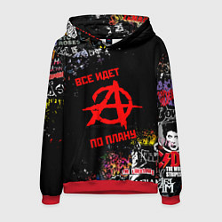 Толстовка-худи мужская ВСЁ ИДЁТ ПО ПЛАНУ ГРАЖДАНСКАЯ ОБОРОНА ЛОГО РОК ГРУ, цвет: 3D-красный