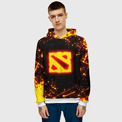 Толстовка-худи мужская DOTA 2 FIRE LOGO ДОТА 2 ОГНЕННЫЙ ЛОГО, цвет: 3D-белый — фото 2