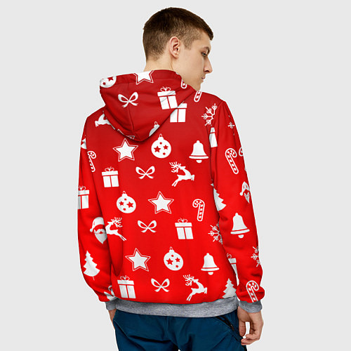 Мужская толстовка Новогодний узор красный градиент / 3D-Меланж – фото 4