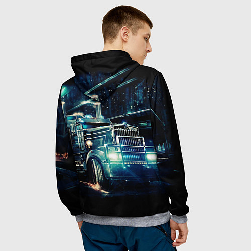 Мужская толстовка Американский Грузовик Дальнобой 2022 / 3D-Меланж – фото 4