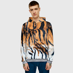 Толстовка-худи мужская Шкура тигра Новый год 2022, цвет: 3D-меланж — фото 2