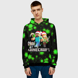 Толстовка-худи мужская НОВОГОДНИЙ MINECRAFT ГЕРОИ ИГРЫ, цвет: 3D-черный — фото 2