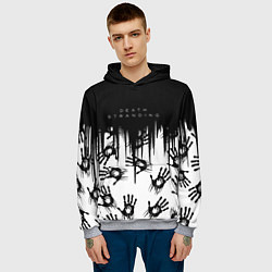 Толстовка-худи мужская Death Stranding Отпечаток ладони, цвет: 3D-меланж — фото 2