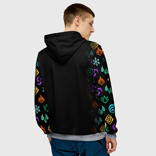 Мужская толстовка МАСКА СЯО, GENSHIN IMPACT, СИМВОЛЫ / 3D-Меланж – фото 4