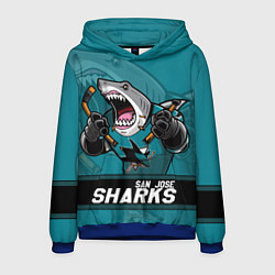 Толстовка-худи мужская San Jose Sharks, Сан Хосе Шаркс, цвет: 3D-синий