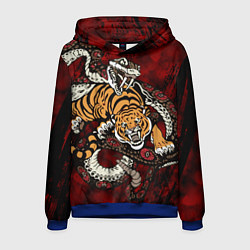 Толстовка-худи мужская Тигр со Змеёй 2022, цвет: 3D-синий