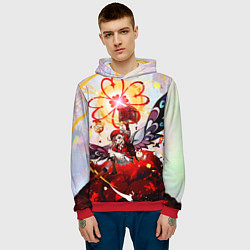 Толстовка-худи мужская Кли с крыльями при взрыве Genshin Impact, цвет: 3D-красный — фото 2