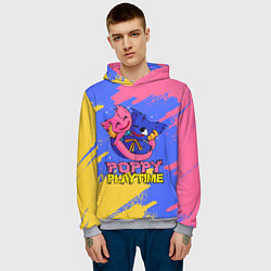 Толстовка-худи мужская Huggy Wuggy and Kissy Missy Poppy Playtime, цвет: 3D-меланж — фото 2
