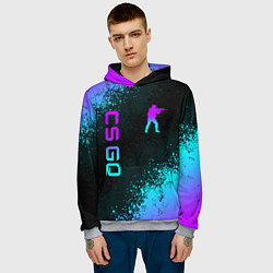 Толстовка-худи мужская CS GO NEON SYMBOL STYLE SKIN КС ГО НЕОН, цвет: 3D-меланж — фото 2