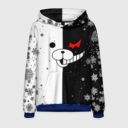 Толстовка-худи мужская НОВОГОДНИЙ МОНОКУМА ЧЁРНО БЕЛЫЙ НОВЫЙ ГОД 2022, цвет: 3D-синий