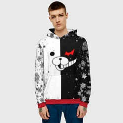 Толстовка-худи мужская НОВОГОДНИЙ МОНОКУМА ЧЁРНО БЕЛЫЙ НОВЫЙ ГОД 2022, цвет: 3D-красный — фото 2