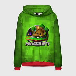 Толстовка-худи мужская Minecraft Logo Green, цвет: 3D-красный
