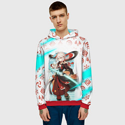 Толстовка-худи мужская КАДЗУХА ГЕРОЙ ГЕНШИН ИМПАКТ GENSHIN IMPACT NEON, цвет: 3D-красный — фото 2