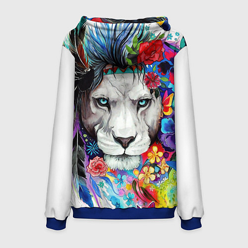 Мужская толстовка Лев - сильный взгляд / 3D-Синий – фото 2