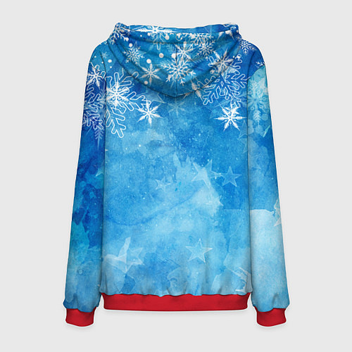 Мужская толстовка НОВЫЙ ГОД В МАЙНКРАФТ, СНЕЖИНКИ, 2022 / 3D-Красный – фото 2