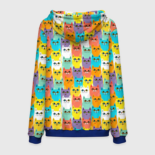 Мужская толстовка Разноцветные Мультяшные Котики / 3D-Синий – фото 2