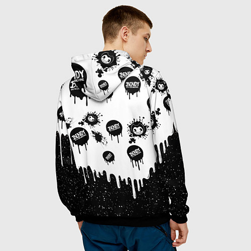 Мужская толстовка Бенди длинная рука Bendy / 3D-Черный – фото 4