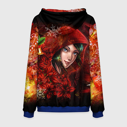 Мужская толстовка КРАСНАЯ ДЕВИЦА НОВОГДНИЙ УЗОР, НОВЫЙ ГОД 2022 / 3D-Синий – фото 2