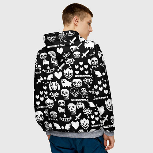 Мужская толстовка UNDERTALE PATTERN БЕЛЫЙ / 3D-Меланж – фото 4