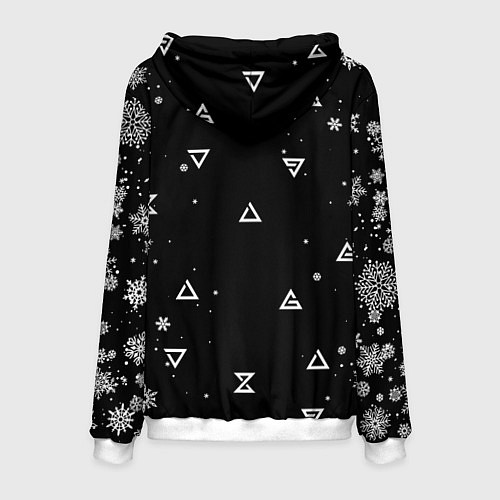 Мужская толстовка ЧЁРНЫЙ СВИТЕР ВЕДЬМАК НОВОГОДНИЙ / 3D-Белый – фото 2