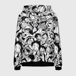 Толстовка-худи мужская МАНКИ Д ЛУФФИ ЧЁРНО БЕЛЫЙ, цвет: 3D-черный