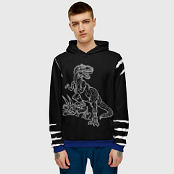 Толстовка-худи мужская Тираннозавр Скелет, цвет: 3D-синий — фото 2