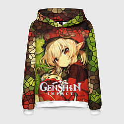 Толстовка-худи мужская Кли - искорка из Genshin Impact, цвет: 3D-белый
