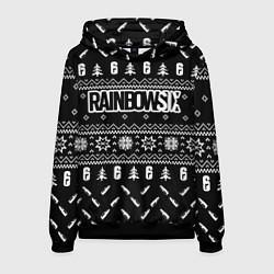 Толстовка-худи мужская ЧЁРНЫЙ СВИТЕР RAINBOW SIX SIEGE НОВОГОДНИЙ 2022, цвет: 3D-черный