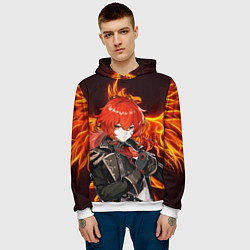 Толстовка-худи мужская ОГНЕННЫЙ ФЕНИКС ДИЛЮК, ГЕНШИН ИМПАКТ, цвет: 3D-белый — фото 2